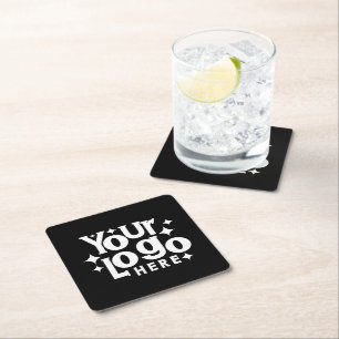 Custom Retro Business Logo Marketing Branding Square Paper Coaster