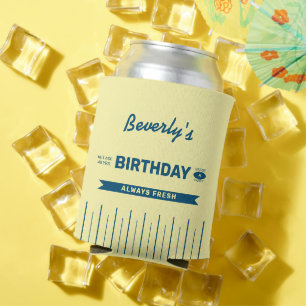 Custom Retro Butter Stick Yellow Blue Birthday Can Cooler