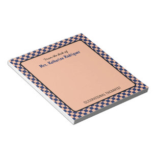 Custom Retro Check Pattern Occupational Therapist Notepad