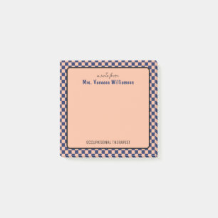 Custom Retro Check Pattern Occupational Therapist  Post-it Notes