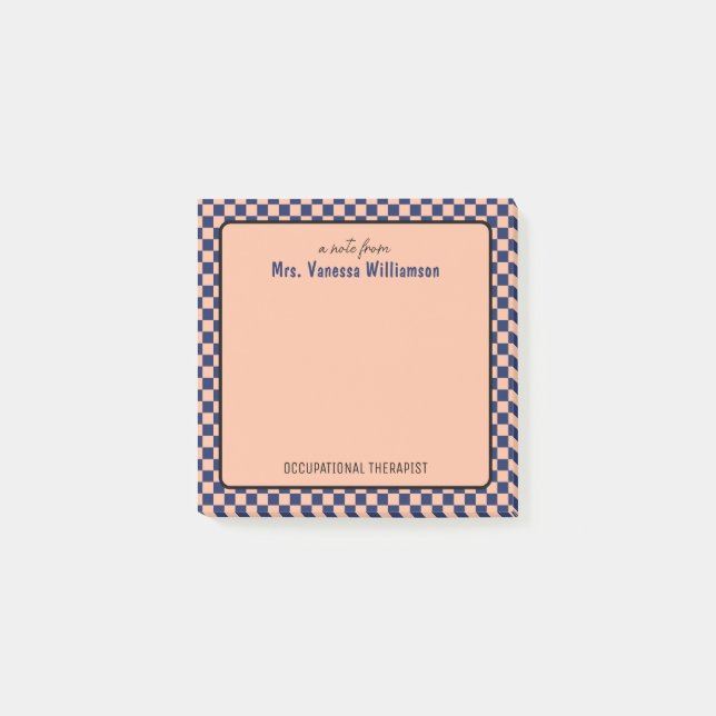Custom Retro Check Pattern Occupational Therapist  Post-it Notes (Front)
