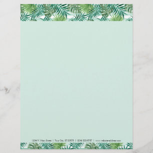 Custom Retro Chic Tropical Green Palm Leaves Custom Letterhead