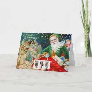CUSTOM RETRO CHRISTMAS IMAGE COLLAGE BLANK CARD