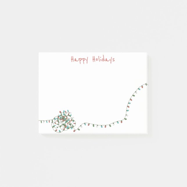 Custom Retro Christmas Tree String Lights Holiday Post-it Notes (Front)