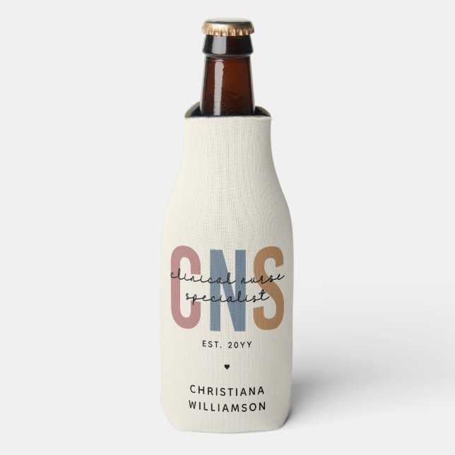 Custom Retro CNS Clinical Nurse Specialist Bottle Cooler (Bottle Front)