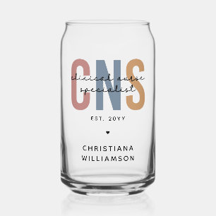 Custom Retro CNS Clinical Nurse Specialist Can Glass