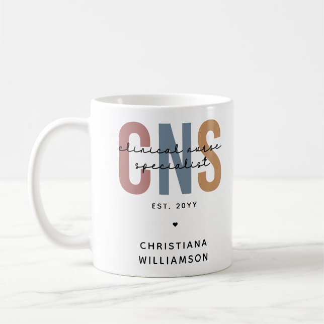 Custom Retro CNS Clinical Nurse Specialist Coffee Mug (Left)
