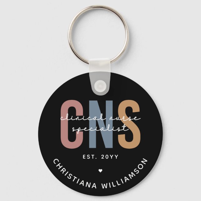 Custom Retro CNS Clinical Nurse Specialist Key Ring (Front)