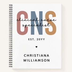 Custom Retro CNS Clinical Nurse Specialist Notebook