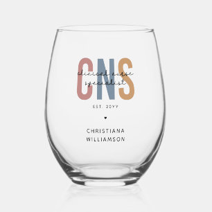 Custom Retro CNS Clinical Nurse Specialist Stemless Wine Glass