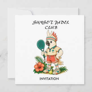 Custom Retro Cockatoo Junior Padel Club Kids Invitation