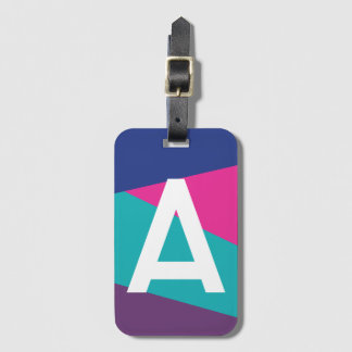 Custom Retro Colour Block Monogram Luggage Tag