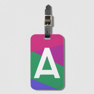 Custom Retro Colour Block Monogram Luggage Tag
