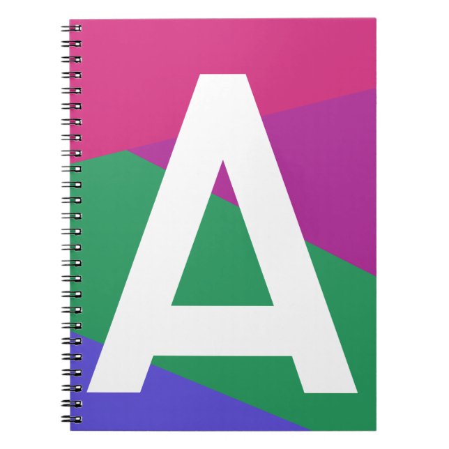 Custom Retro Colour Block Monogram Notebook (Front)