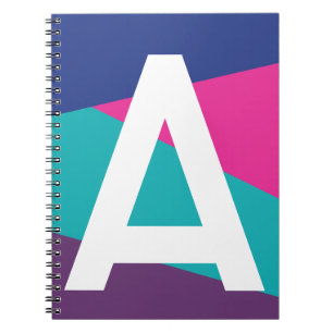 Custom Retro Colour Block Monogram Notebook