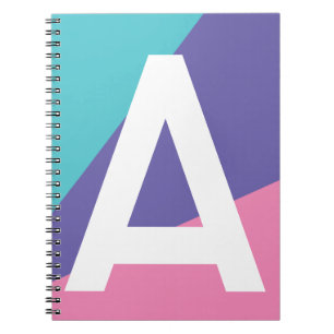 Custom Retro Colour Block Monogram Notebook