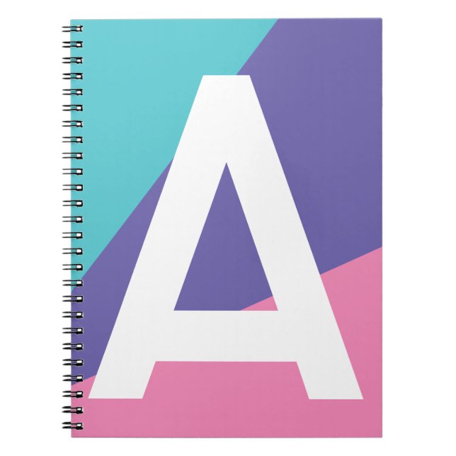 Custom Retro Colour Block Monogram Notebook (Front)