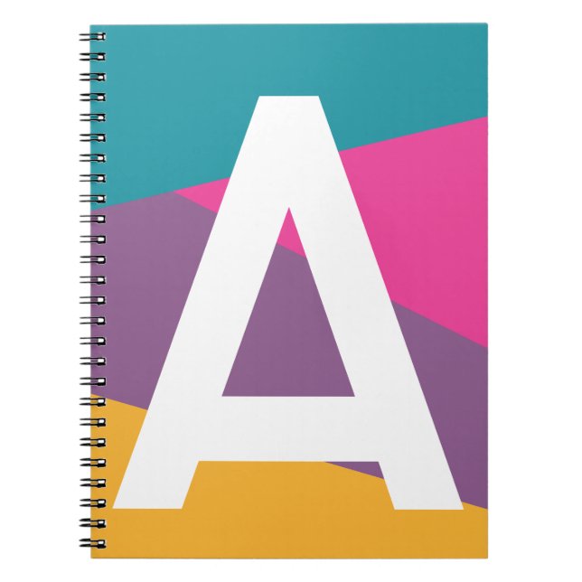 Custom Retro Colour Block Monogram Notebook (Front)