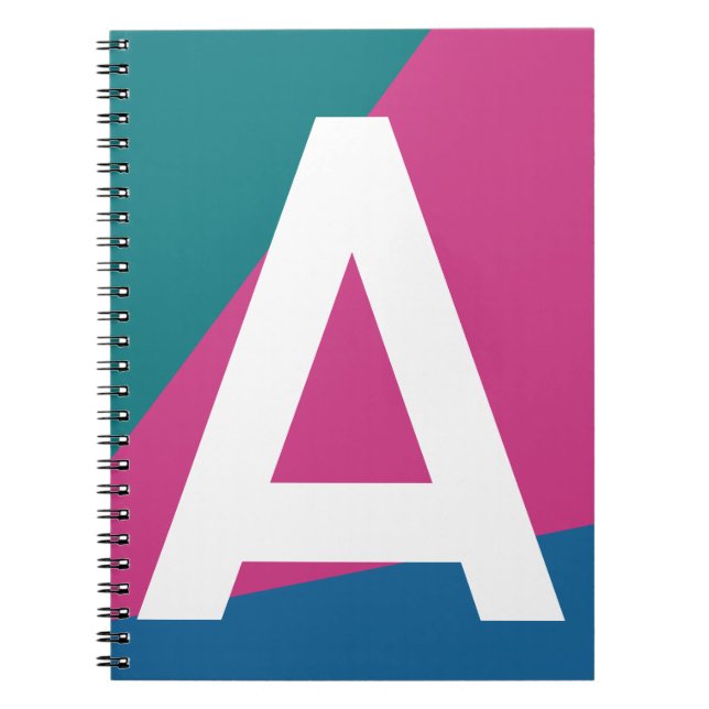 Custom Retro Colour Block Monogram Notebook (Front)