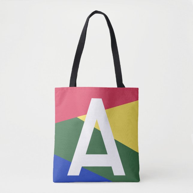 Custom Retro Colour Block Monogram Tote Bag (Front)