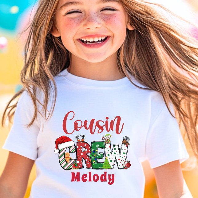 Custom Retro Cousin Crew Christmas Doodle T-Shirt (Creator Uploaded)