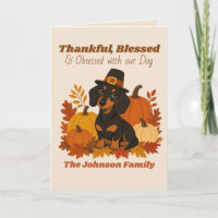 Custom Retro Dachshund Thanksgiving Photo Greeting