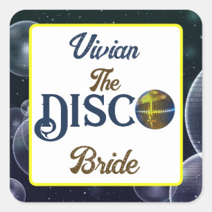 Custom Retro Disco Bachelorette Party Disco Bride Square Sticker