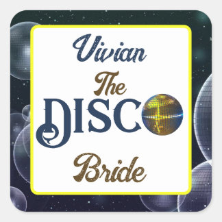 Custom  Retro Disco Bachelorette Party Disco Bride Square Sticker