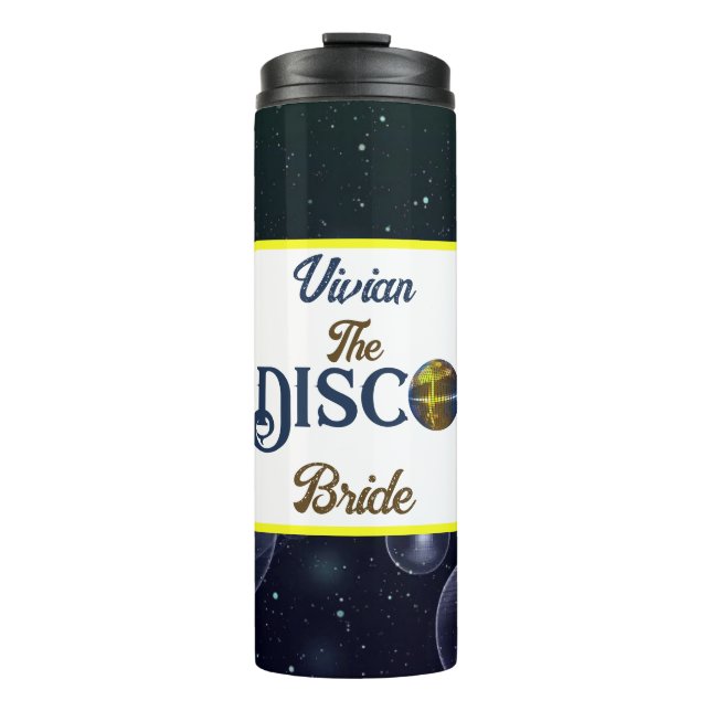 Custom  Retro Disco Bachelorette Party Disco Bride Thermal Tumbler (Front)
