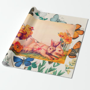 CUSTOM RETRO EASTER CARD W/ BUTTERFLIES GIFT WRAP