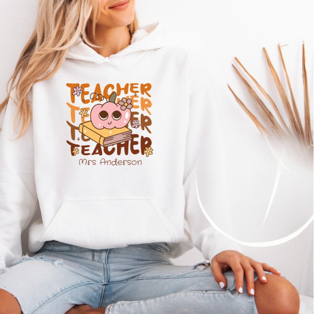 Custom Retro Fall Teacher Halloween Hoodie (Creator Uploaded)