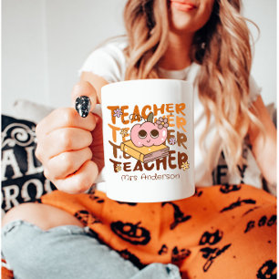 Custom Retro Fall Teacher – Halloween Pumpkin Coffee Mug