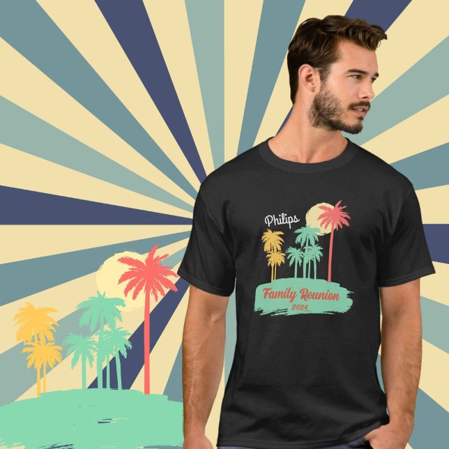 Custom Retro Family Reunion Black T-Shirt (Creator Uploaded)