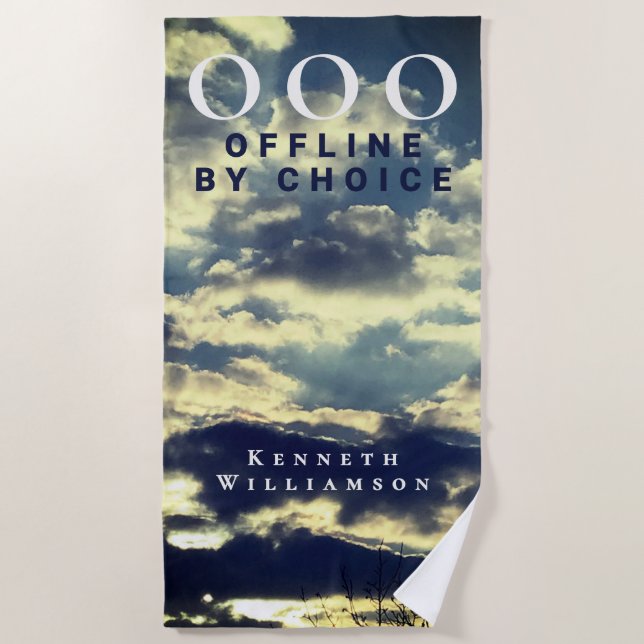 Custom Retro Funny OOO Summer Blue Sky Clouds Men  Beach Towel (Front)
