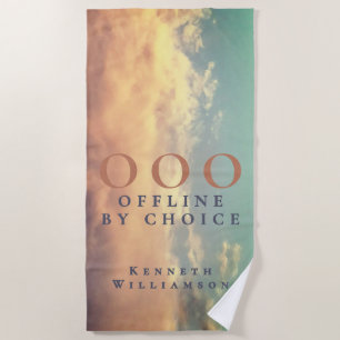 Custom Retro Funny OOO Summer Sky Blue Peach Men  Beach Towel