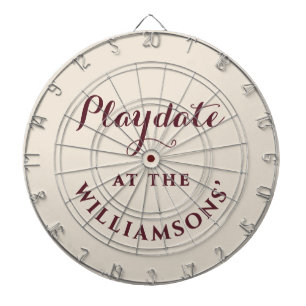 Custom Retro Funny Playdate Cream Burgundy Simple Dartboard