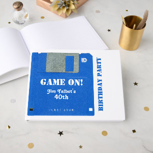 Custom Retro Game Birthday Floppy Disc 3.5 HCGB Guest Book