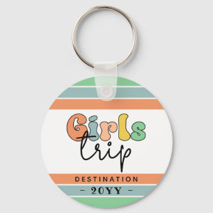 Custom Retro Girls Trip   Girls weekend Getaway Key Ring
