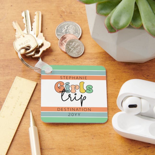 Custom Retro Girls Trip | Girls weekend Getaway Key Ring (Desk)