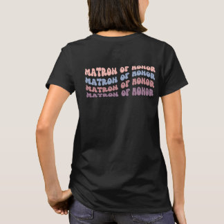 Custom Retro Groovy Back Print Wedding Party T-Shirt