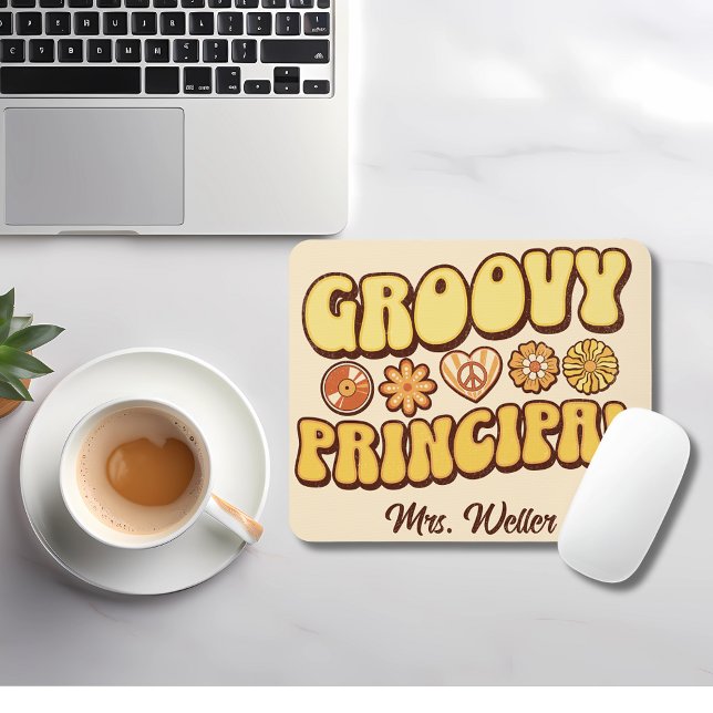 Custom Retro "Groovy Principal" Wavy Vintage  Mouse Mat (Creator Uploaded)