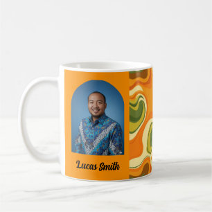 Custom Retro Groovy Swirl Abstract Orange Green Coffee Mug