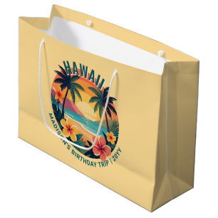 Custom Retro Hawaii Tropical Beach Party Large Gift Bag
