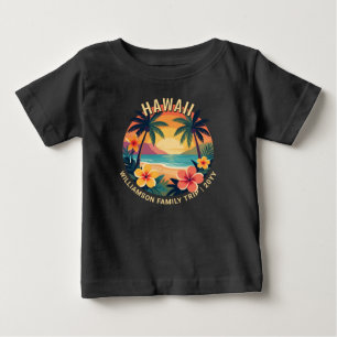 Custom Retro Hawaii Tropical Vacation Family Trip Baby T-Shirt