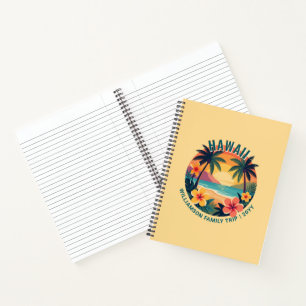 Custom Retro Hawaii Tropical Vacation Family Trip Notebook