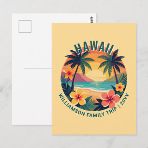 Custom Retro Hawaii Tropical Vacation Family Trip Postcard
