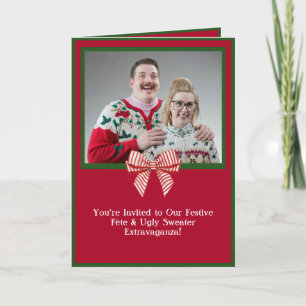 Custom Retro Holiday Ugly Sweater Party Invitation