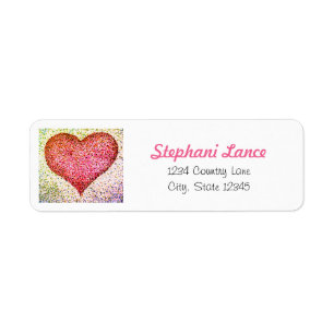 Custom Retro Hued Pointillism Heart Return Address