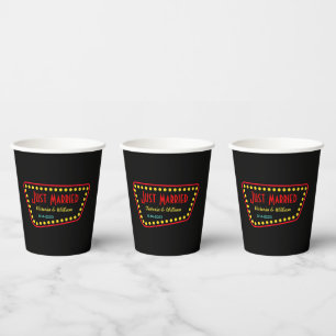Custom Retro Just Married Wedding Paper Cups 