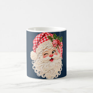 Custom Retro Lace Christmas Santa, Merry Christmas Coffee Mug